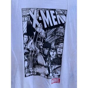 Marvel Men White Wolverine X-Men Comic Strip Short Sleeve T-Shirt Size L
